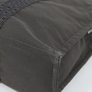 HERMES Her Line MM Hand Bag Canvas Gray Silver Auth 189583-9