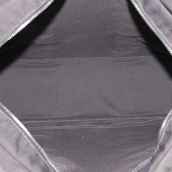 HERMES Her Line MM Hand Bag Canvas Gray Silver Auth 189583