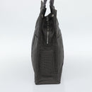 HERMES Her Line MM Hand Bag Canvas Gray Silver Auth 189583-3