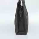 HERMES Her Line MM Hand Bag Canvas Gray Silver Auth 189583-4