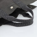 HERMES Her Line MM Hand Bag Canvas Gray Silver Auth 189583-7
