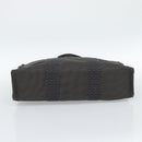 HERMES Her Line MM Hand Bag Canvas Gray Silver Auth 189583-5