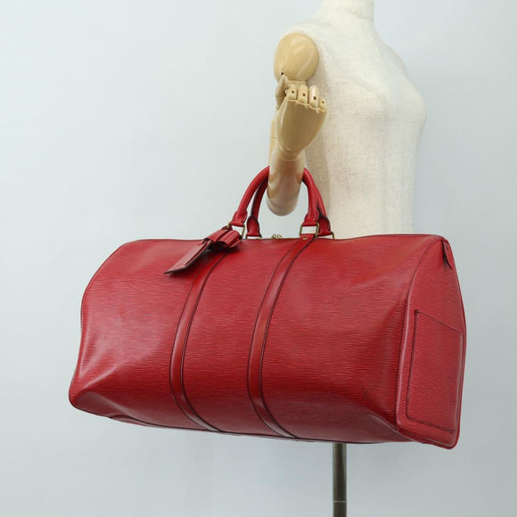 LOUIS VUITTON Epi Keepall 55 Boston Bag Red M42957 LV Auth 189584V