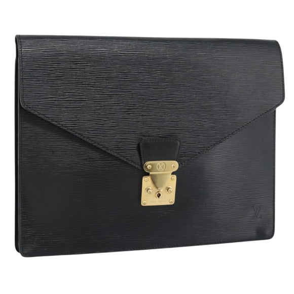 LOUIS VUITTON Epi Porte Documents Senatur Briefcase Black M54452 LV Auth 189586