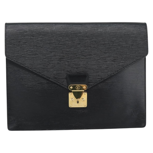 LOUIS VUITTON Epi Porte Documents Senatur Briefcase Black M54452 LV Auth 189586