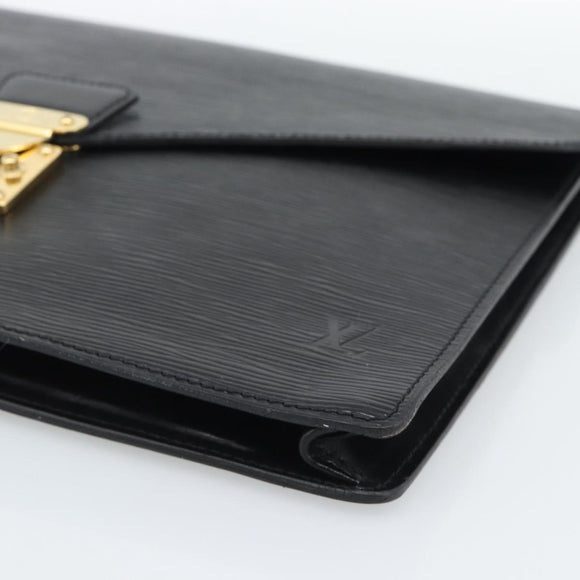 LOUIS VUITTON Epi Porte Documents Senatur Briefcase Black M54452 LV Auth 189586