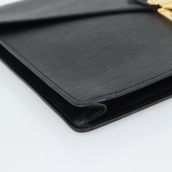 LOUIS VUITTON Epi Porte Documents Senatur Briefcase Black M54452 LV Auth 189586