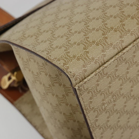 CELINE Macadam Canvas Hand Bag PVC Beige Gold Auth 189587
