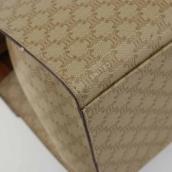 CELINE Macadam Canvas Hand Bag PVC Beige Gold Auth 189587