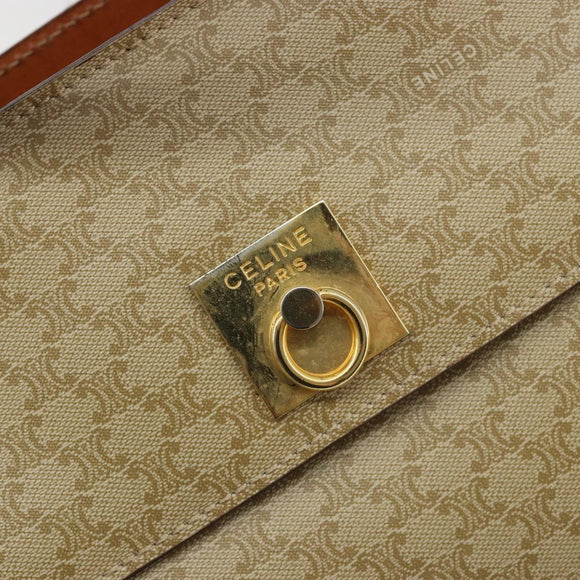 CELINE Macadam Canvas Hand Bag PVC Beige Gold Auth 189587
