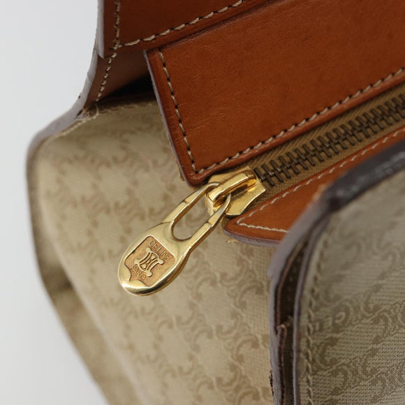 CELINE Macadam Canvas Hand Bag PVC Beige Gold Auth 189587