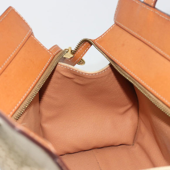 CELINE Macadam Canvas Hand Bag PVC Beige Gold Auth 189587