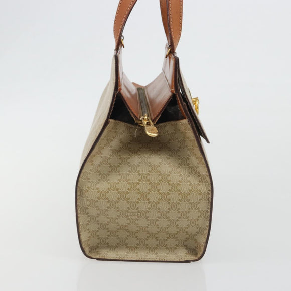 CELINE Macadam Canvas Hand Bag PVC Beige Gold Auth 189587
