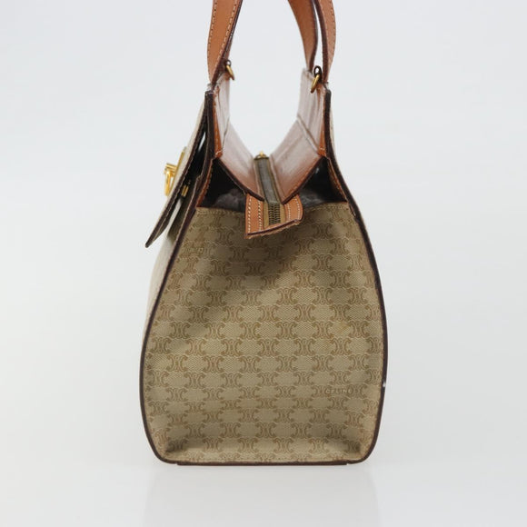 CELINE Macadam Canvas Hand Bag PVC Beige Gold Auth 189587