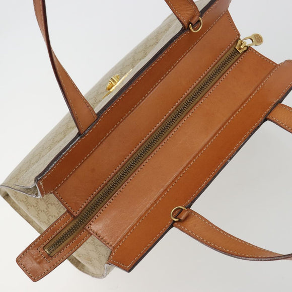 CELINE Macadam Canvas Hand Bag PVC Beige Gold Auth 189587