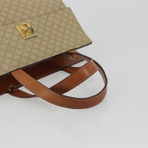 CELINE Macadam Canvas Hand Bag PVC Beige Gold Auth 189587