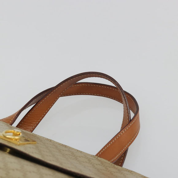 CELINE Macadam Canvas Hand Bag PVC Beige Gold Auth 189587