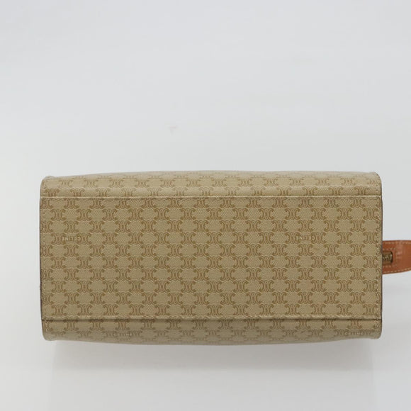 CELINE Macadam Canvas Hand Bag PVC Beige Gold Auth 189587