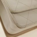 CHANEL Matelasse Shoulder Bag Leather 2way Ivory Gold Silver CC Auth 189588SAV-9