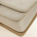 CHANEL Matelasse Shoulder Bag Leather 2way Ivory Gold Silver CC Auth 189588SAV-17