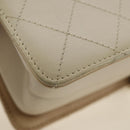 CHANEL Matelasse Shoulder Bag Leather 2way Ivory Gold Silver CC Auth 189588SAV-18