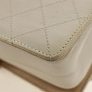 CHANEL Matelasse Shoulder Bag Leather 2way Ivory Gold Silver CC Auth 189588SAV-19