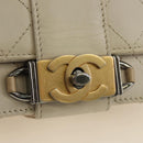 CHANEL Matelasse Shoulder Bag Leather 2way Ivory Gold Silver CC Auth 189588SAV-20