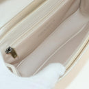 CHANEL Matelasse Shoulder Bag Leather 2way Ivory Gold Silver CC Auth 189588SAV-11