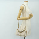 CHANEL Matelasse Shoulder Bag Leather 2way Ivory Gold Silver CC Auth 189588SAV-29