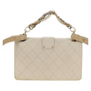 CHANEL Matelasse Shoulder Bag Leather 2way Ivory Gold Silver CC Auth 189588SAV-2