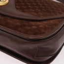 GUCCI Micro GG Canvas Shoulder Bag Suede Brown Gold Auth 189589-14