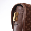 GUCCI Micro GG Canvas Shoulder Bag Suede Brown Gold Auth 189589-10