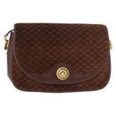 GUCCI Micro GG Canvas Shoulder Bag Suede Brown Gold Auth 189589-13