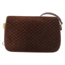 GUCCI Micro GG Canvas Shoulder Bag Suede Brown Gold Auth 189589-2