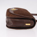GUCCI Micro GG Canvas Shoulder Bag Suede Brown Gold Auth 189589-3