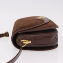 GUCCI Micro GG Canvas Shoulder Bag Suede Brown Gold Auth 189589-4