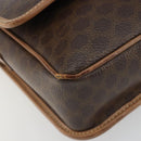 CELINE Macadam Canvas Circle Shoulder Bag PVC Leather Brown Gold Auth 189595-9