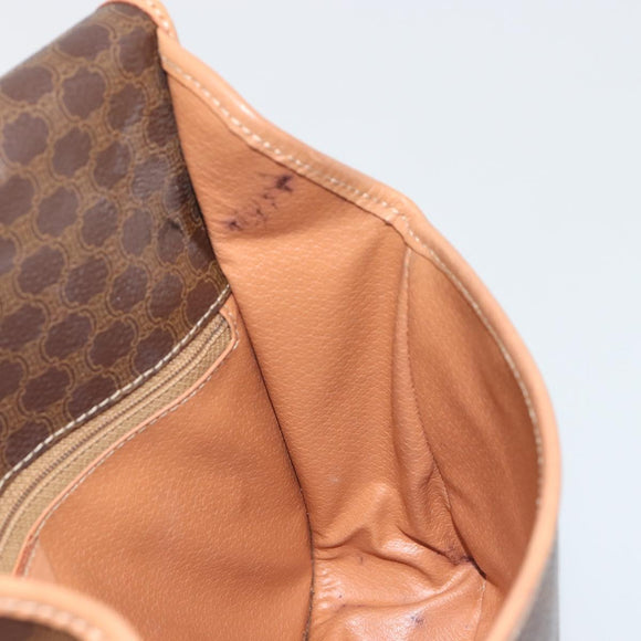 CELINE Macadam Canvas Circle Shoulder Bag PVC Leather Brown Gold Auth 189595
