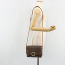 CELINE Macadam Canvas Circle Shoulder Bag PVC Leather Brown Gold Auth 189595-22