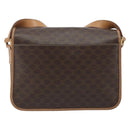 CELINE Macadam Canvas Circle Shoulder Bag PVC Leather Brown Gold Auth 189595-2