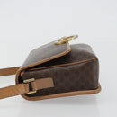 CELINE Macadam Canvas Circle Shoulder Bag PVC Leather Brown Gold Auth 189595-4