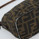FENDI Zucca Canvas Shoulder Bag Brown Black Auth 189598-14