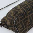 FENDI Zucca Canvas Shoulder Bag Brown Black Auth 189598-16