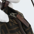 FENDI Zucca Canvas Shoulder Bag Brown Black Auth 189598-10