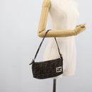 FENDI Zucca Canvas Shoulder Bag Brown Black Auth 189598-23