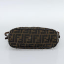 FENDI Zucca Canvas Shoulder Bag Brown Black Auth 189598-5