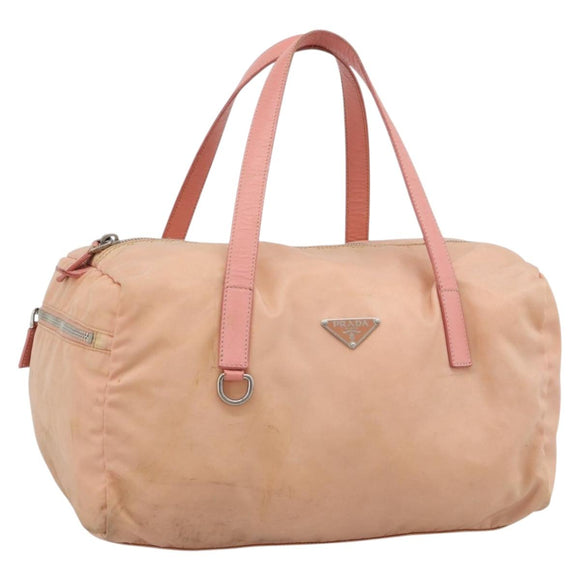 PRADA Hand Bag Nylon Pink Silver Auth 189599