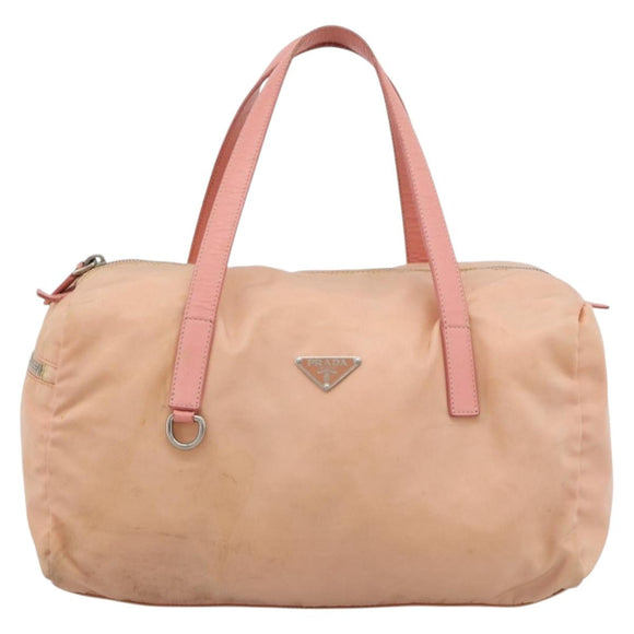 PRADA Hand Bag Nylon Pink Silver Auth 189599