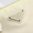 PRADA Tote Bag Nylon Ivory Silver Auth 189601-17