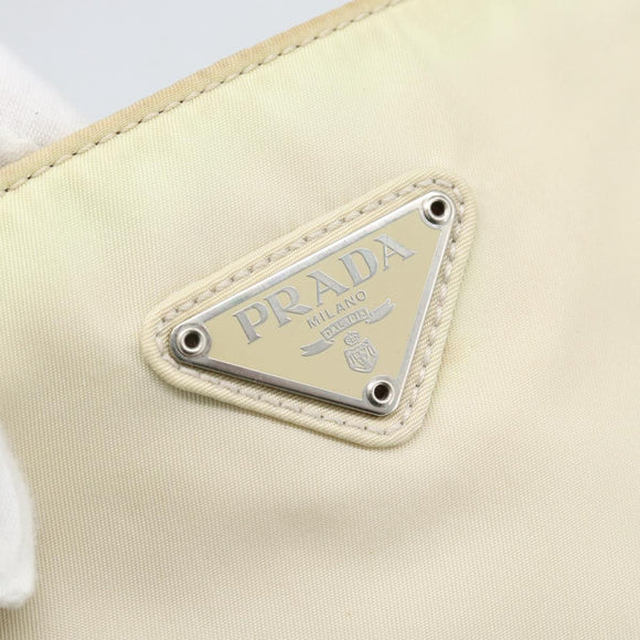 PRADA Tote Bag Nylon Ivory Silver Auth 189601